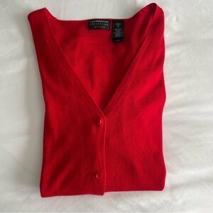 Liz Claiborne Vibrant Red Front Button V-Neck Cotton Blend Cardigan